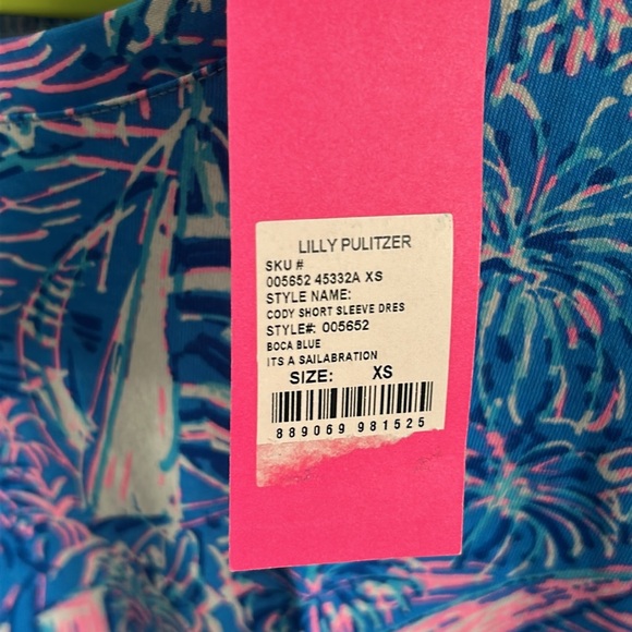 🆕 Lilly Pulitzer Cody Short Sleeve Dress in Boca Blue It's a Sailabration XS - Picture 8 of 11